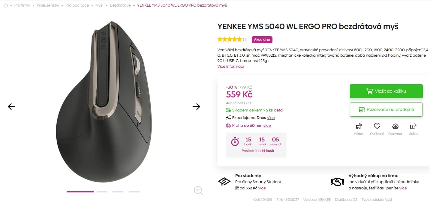 BT vertikální myš YENKEE Ergo PRO 5040