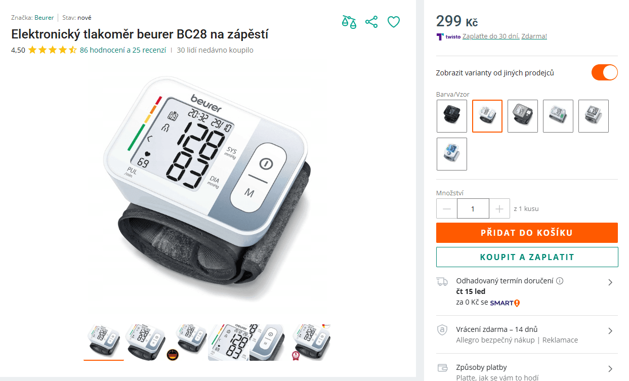 Tlakoměr na paži Beurer BC 28