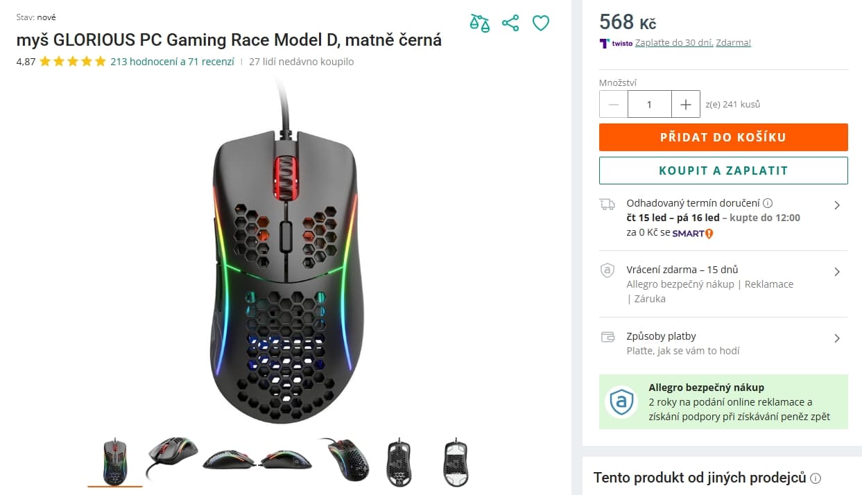 Herní myš Glorious D, RGB