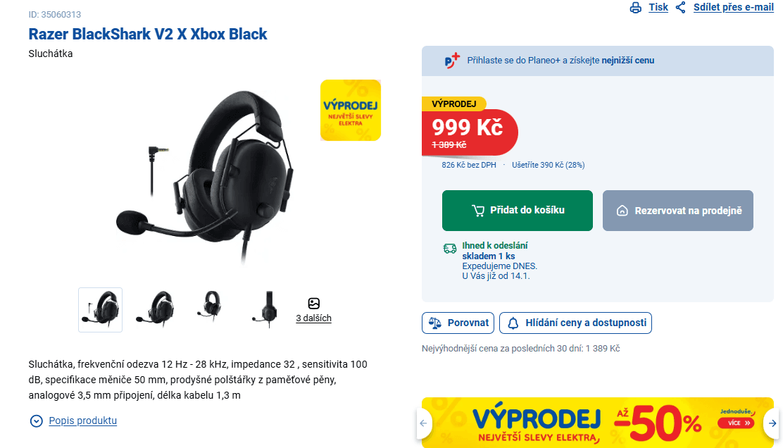 Herní sluchátka Razer BlackShark V2 X