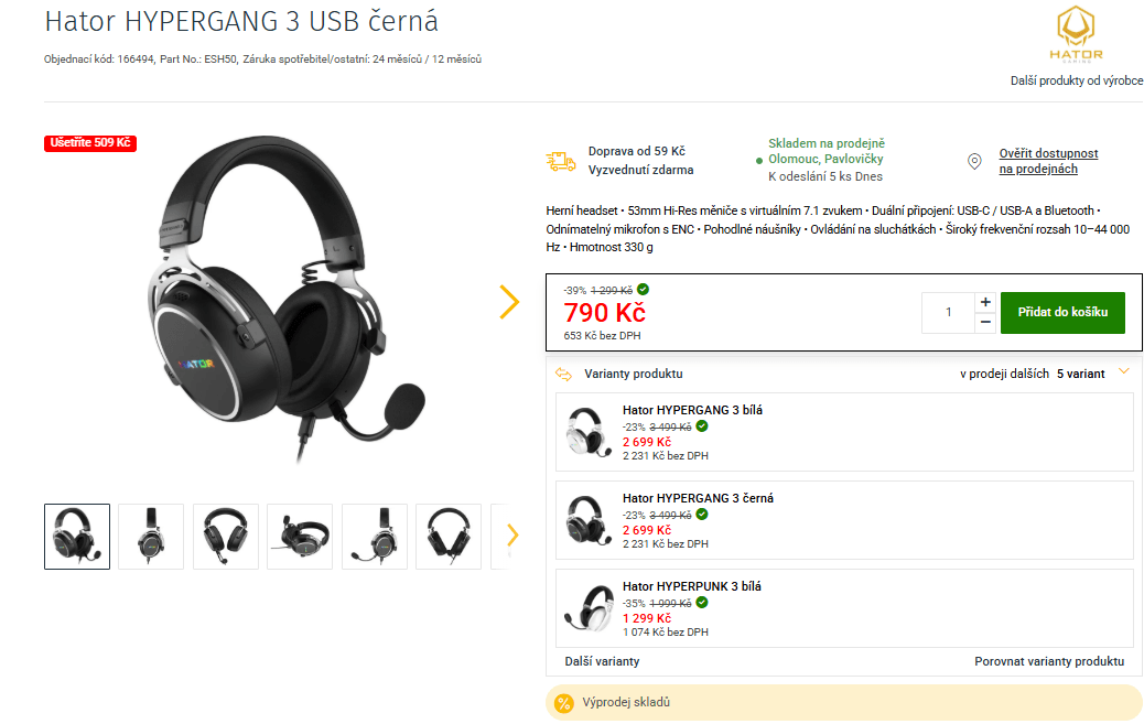 Herní sluchátka Hator HYPERGANG 3 USB