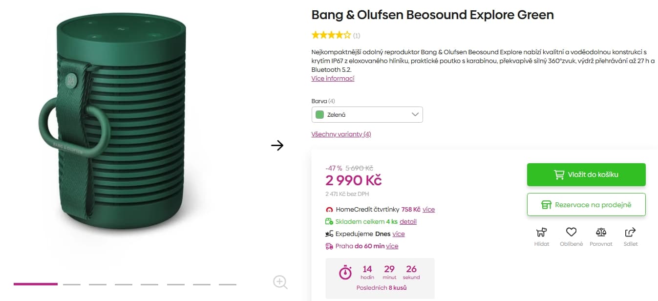 BT repro Bang&Olufsen Beosound, 60W, 12x8 cm