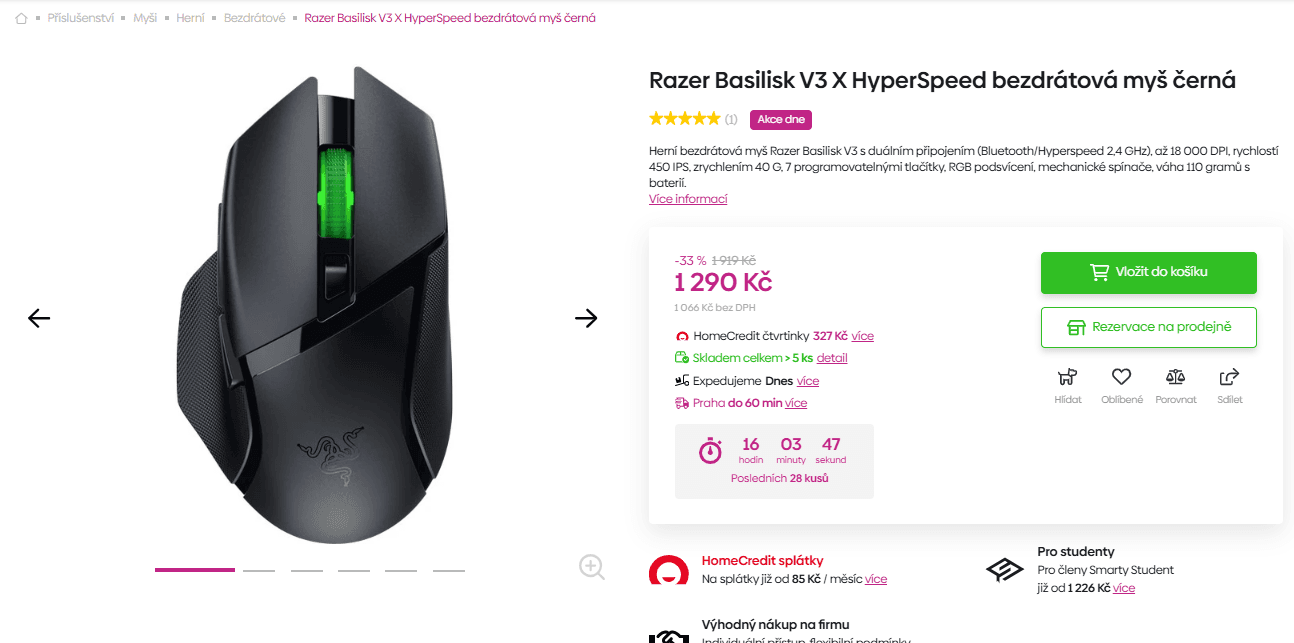 Herní BT myš Razer Basilisk V3 HyperSpeed