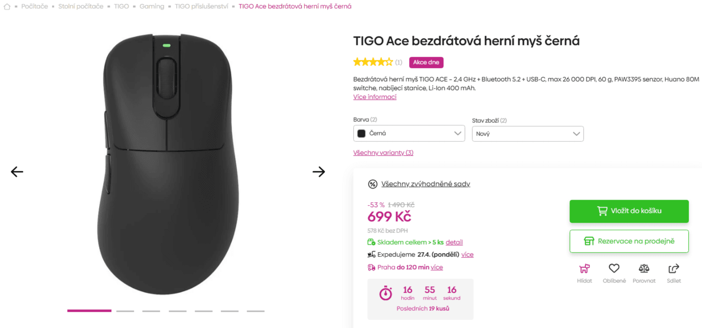 Herní BT myš TIGO ACE