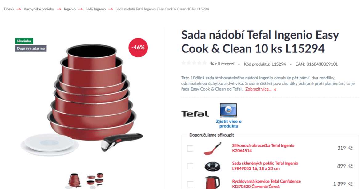 10 dílná sada Tefal Ingenio Easy Cook & Clean, ne indukce