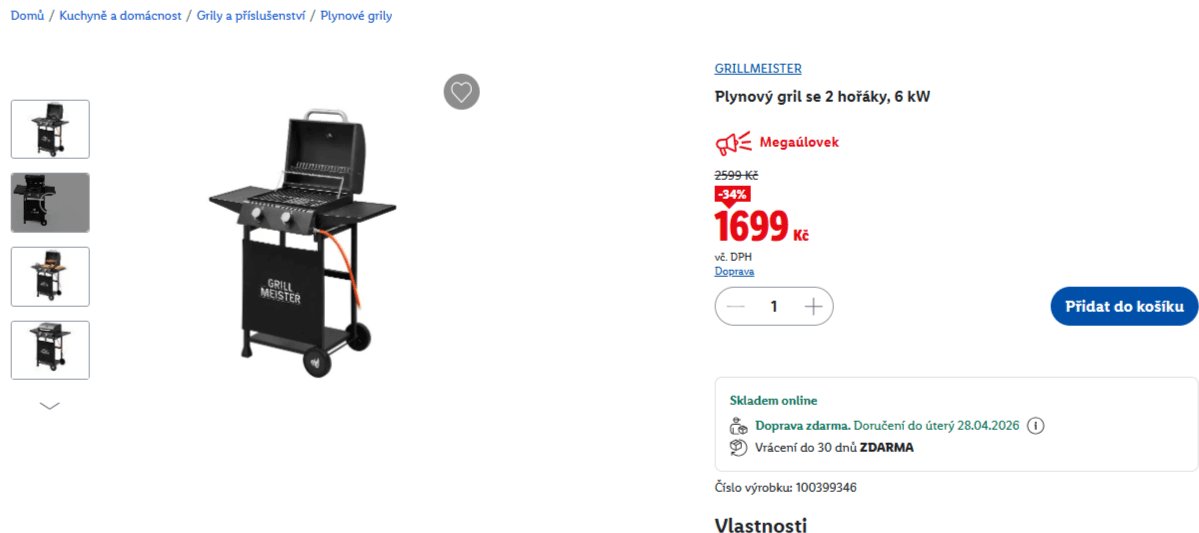 Plynový gril Grillmeister 36 x 37,5 cm (Š x H)