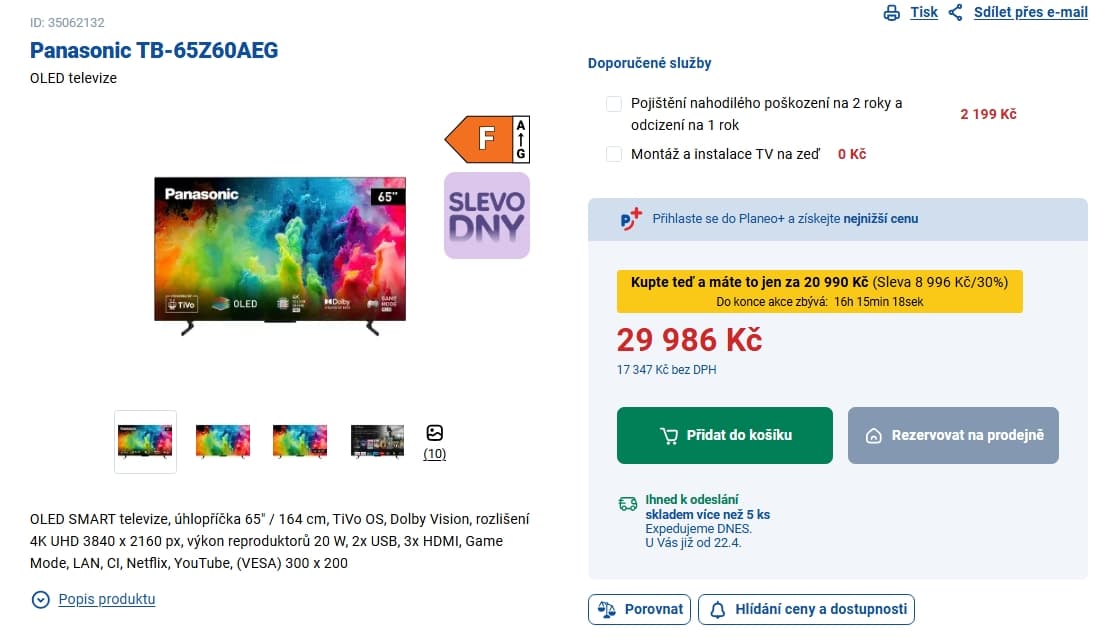 4K OLED Atmos TV, 165 cm, Panasonic