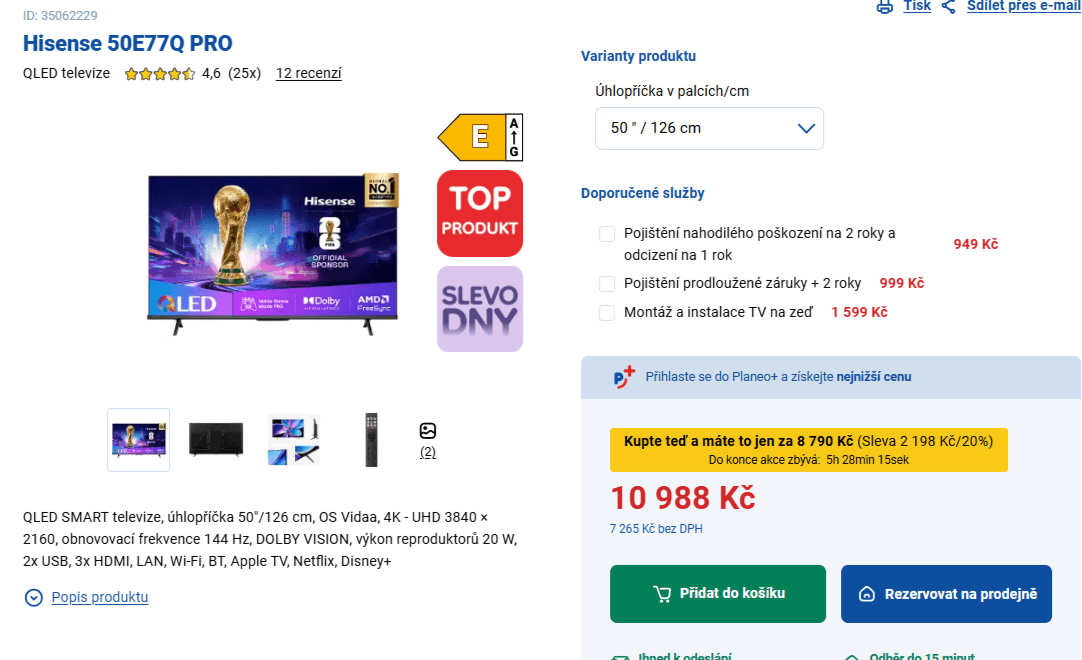 4K QLED 144Hz, Atmos, 126 cm, Hisense