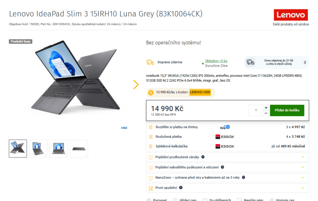 Lenovo i7 4,9GHz, 24/512GB, 15,3"