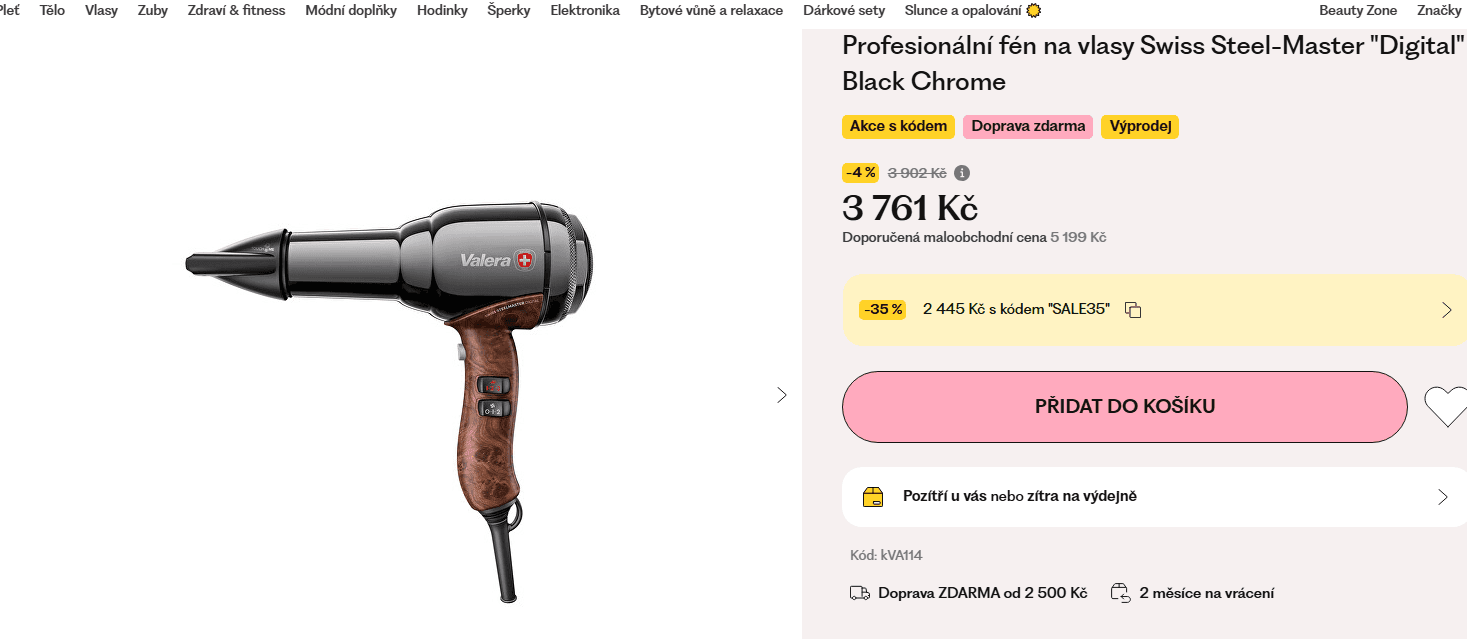 Fén na vlasy Valera Swiss, ionizátor