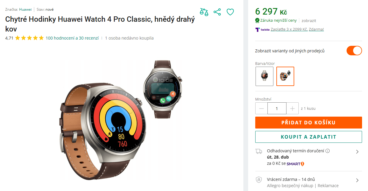 Chytré hodinky Huawei Watch 4 Pro Classic