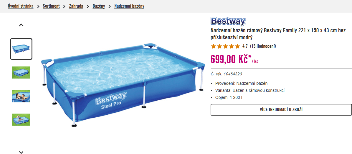 Bazén Bestway Steel Pro 2,21 x 1,5 x 0,43 m