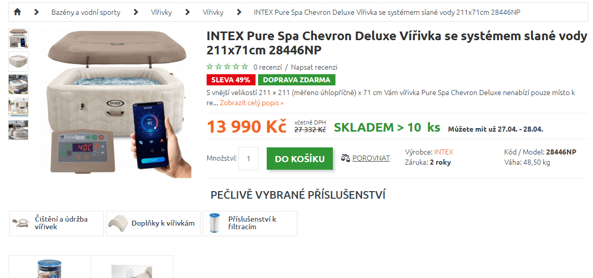 Vířivka INTEX pro 4 osoby 1,73x0,71 m, salinátor, Wifi
