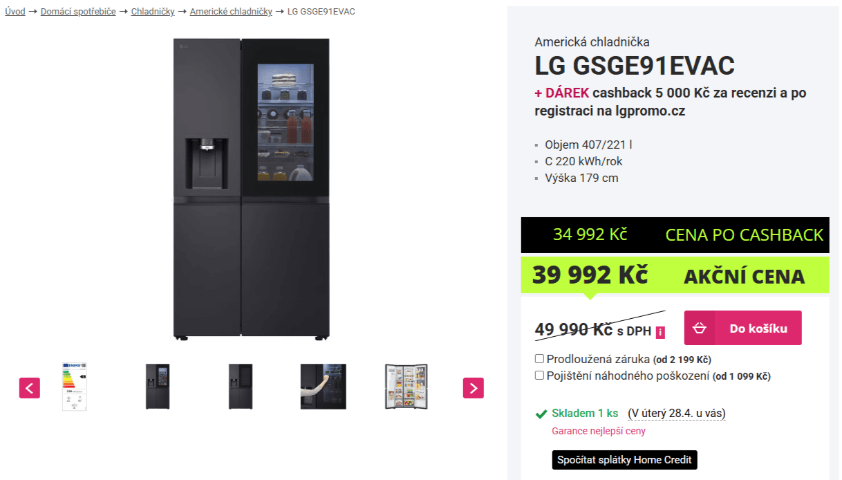 Am. lednice LG, InstaView, led, Wifi, 179cm