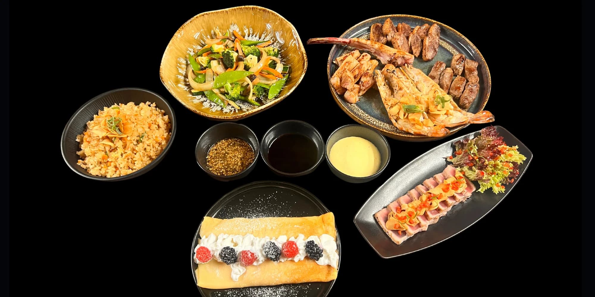 3chodové menu pro 2 osoby: s mořskými plody, masem i kombinované