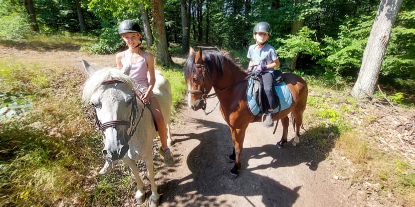 Hodinová vyjížďka na koni pro dospělé nebo na poníkovi pro děti