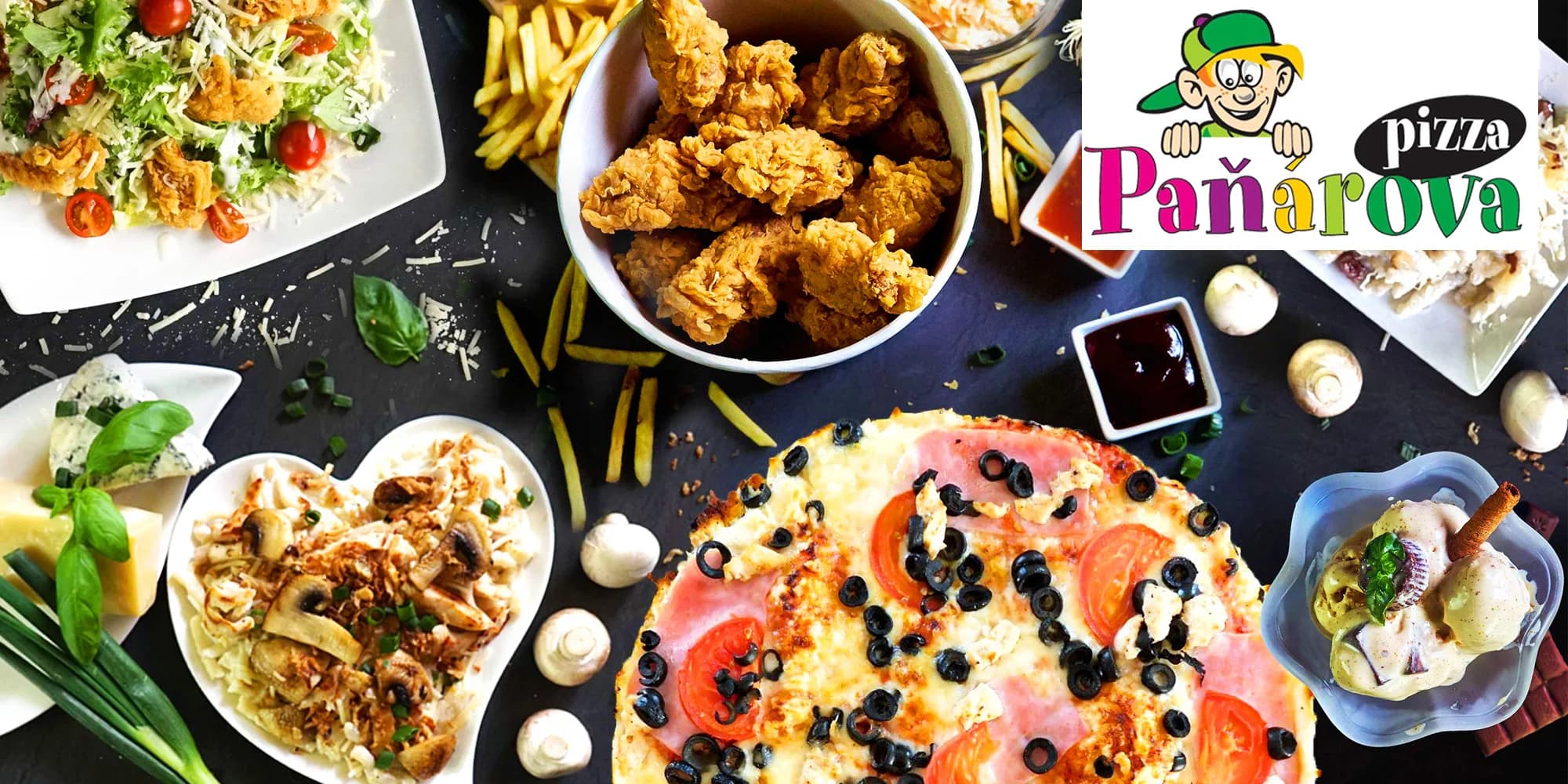 Paňárova pizza: otevřené vouchery na celé menu včetně nápojů, 250, 500 a 1000 Kč