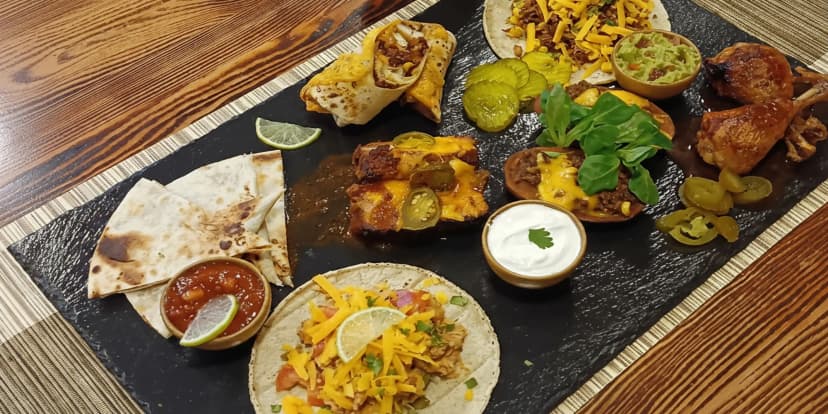 Mexické degustační menu pro dva: tacos, burrito, quesadilla, žebra i salsa nebo guacamole