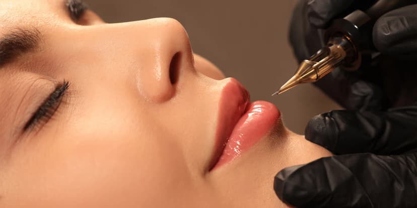 Permanentní make-up horních očních linek, rtů či obočí pudrovou metodou