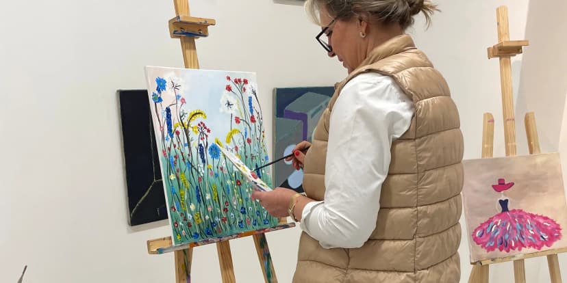 3hodinový workshop malby pro 1-2 osoby vč. welcome drinku a pomůcek