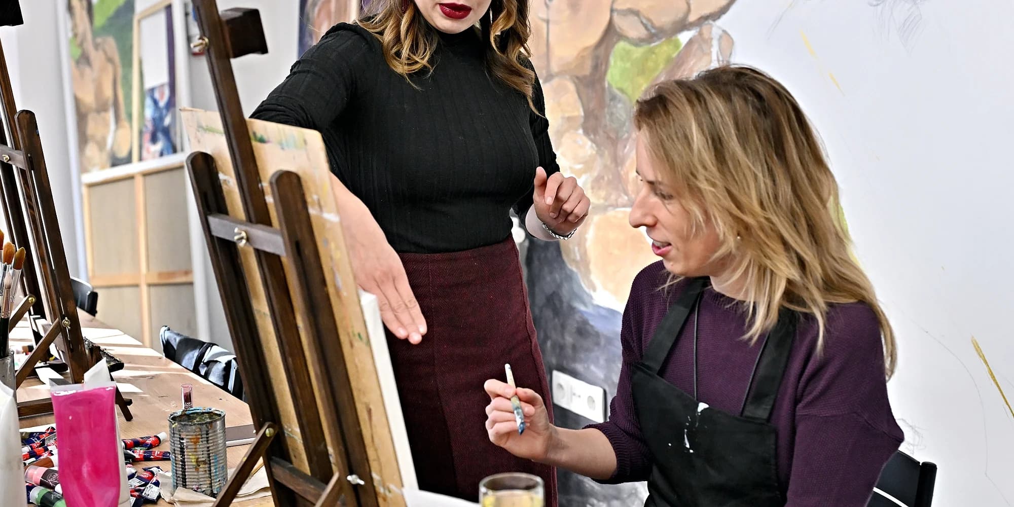 Tříhodinový workshop malování akrylem s možností použití plátkového zlata i stříbra vč. pomůcek