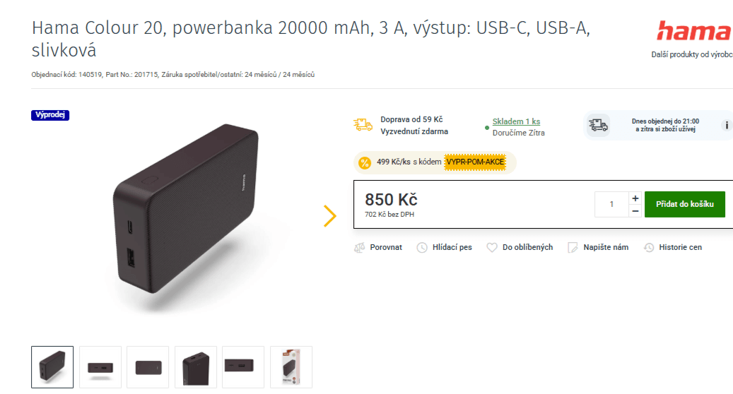 Powerbanka Hama 20000mAh