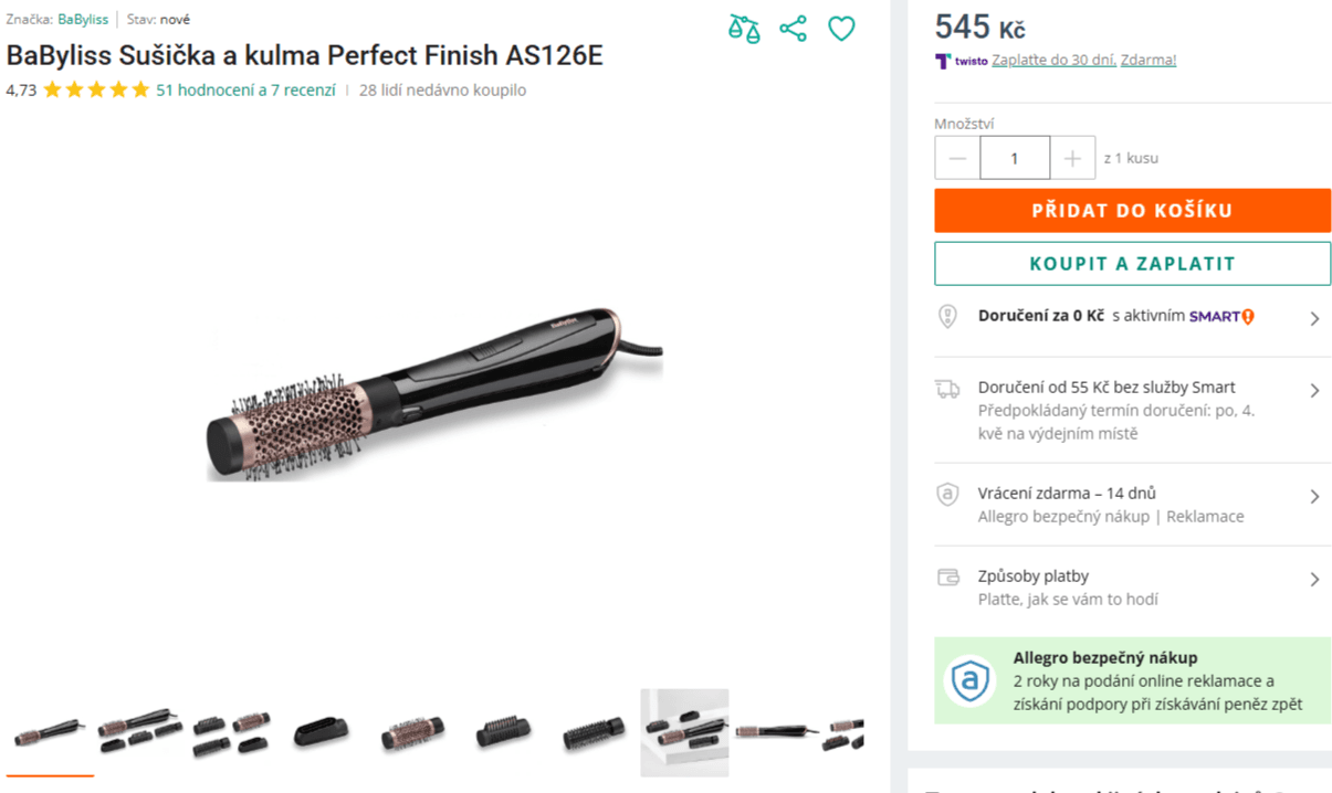 Kartáč na vlasy BaByliss, ionizace