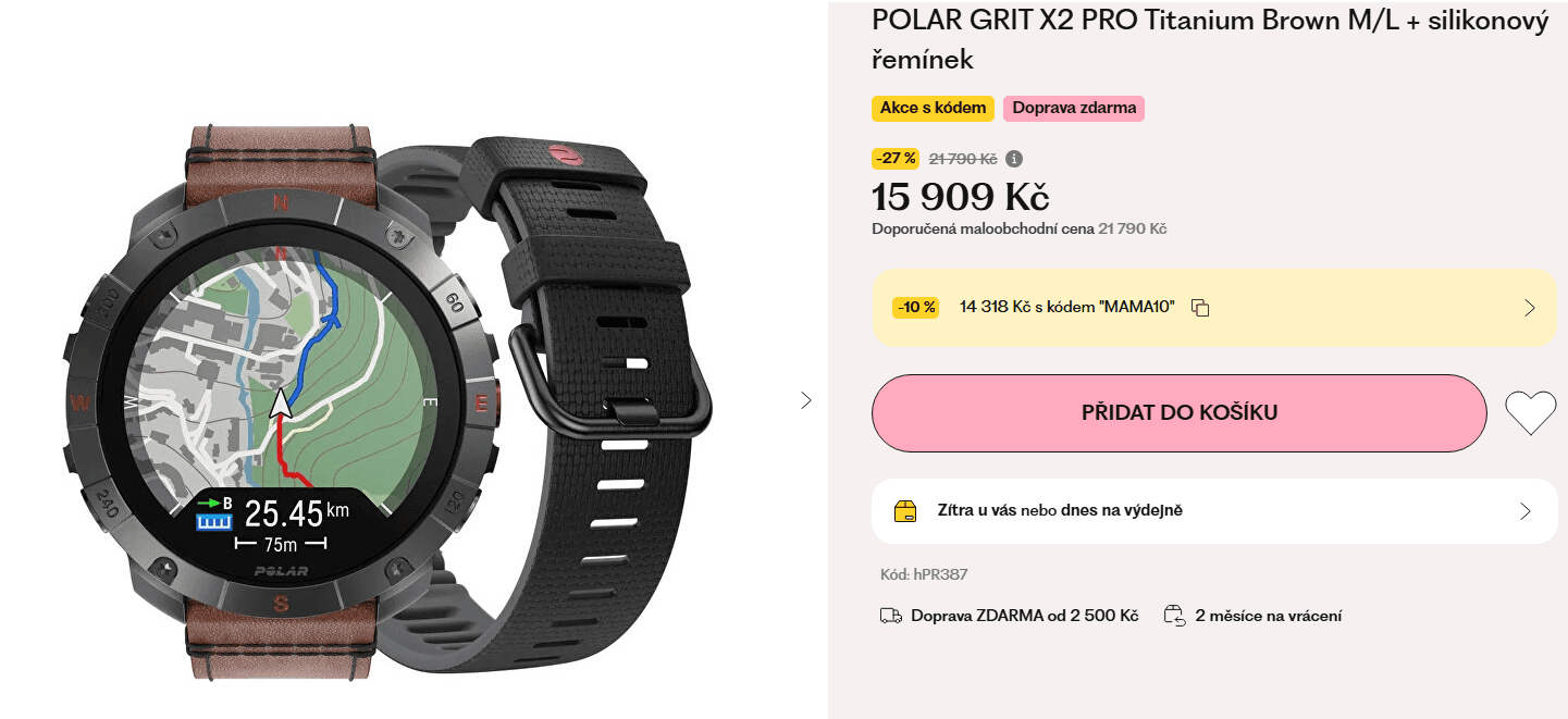 Chytré sportovní hodinky Polar Grit X2 Pro M/L