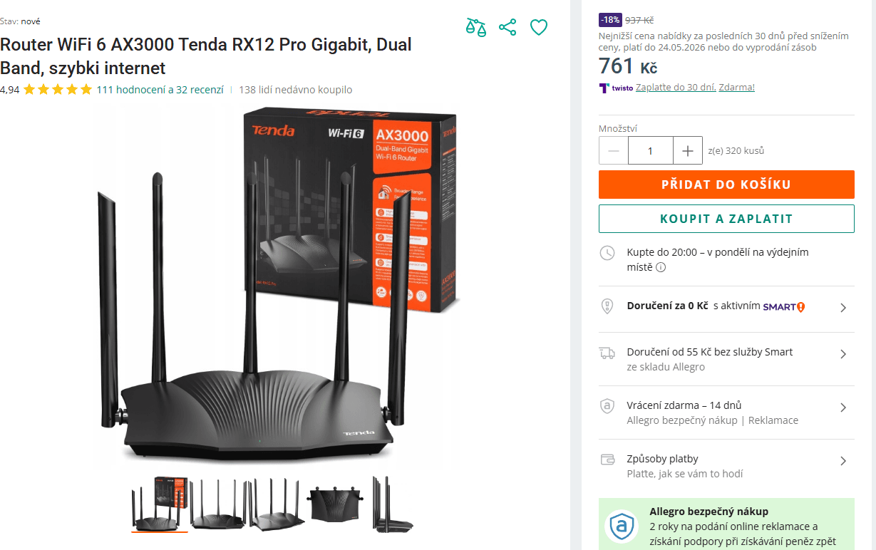 WIFI 6 router Tenda RX12 PRO