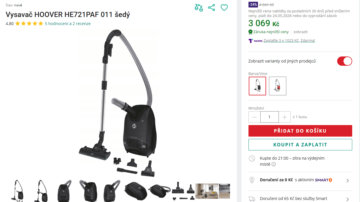 Sáčkový vysavač Hoover