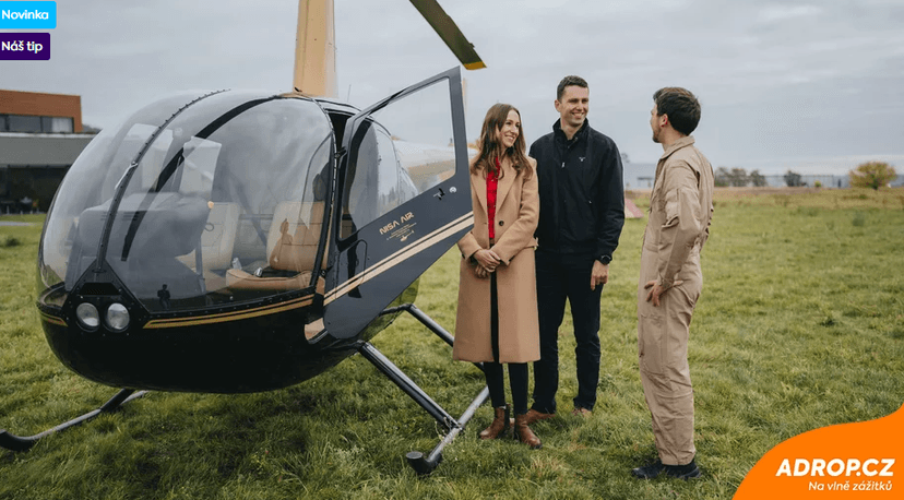 Pětichodové degustační menu s vyhlídkovým letem vrtulníkem v MG restauraci