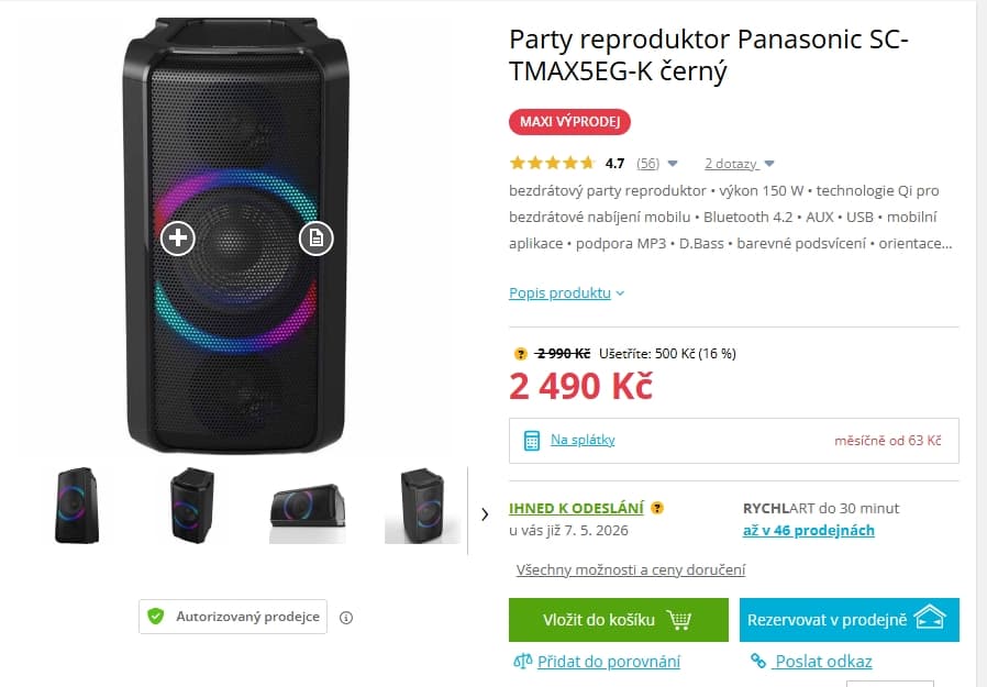 Party BT reproduktor Panasonic, 150 W, 48x28 cm