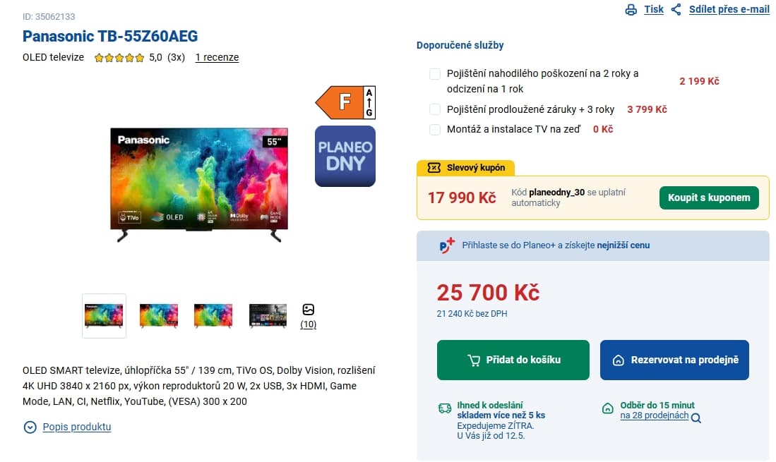 4K OLED Atmos TV, 139 cm, Panasonic