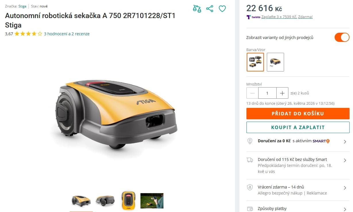 Robotická sekačka Stiga 750 m2