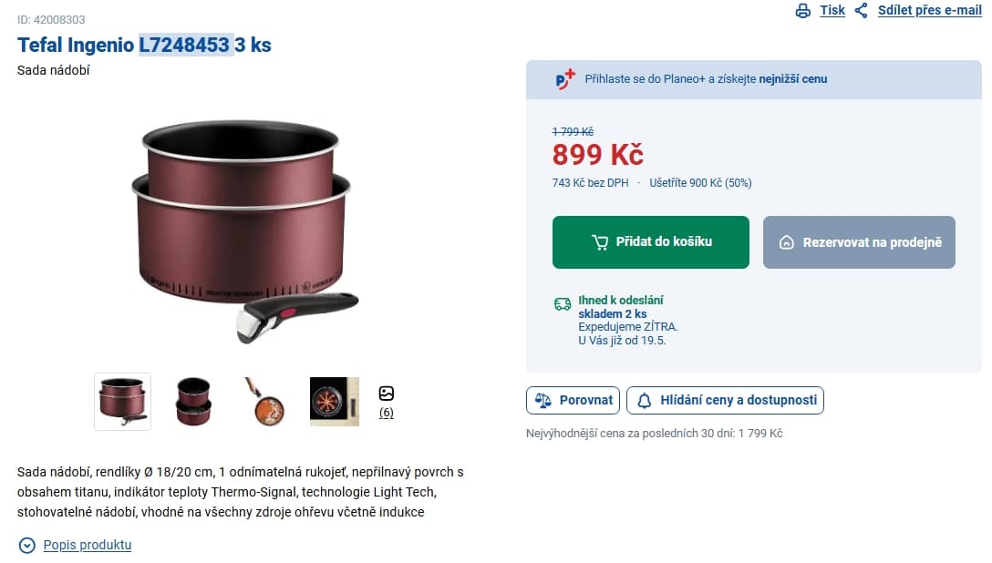 3 dílná sada Tefal Ingenio, indukce