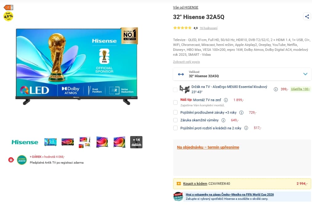 FHD QLED Smart TV, Atmos, 81 cm, Hisense