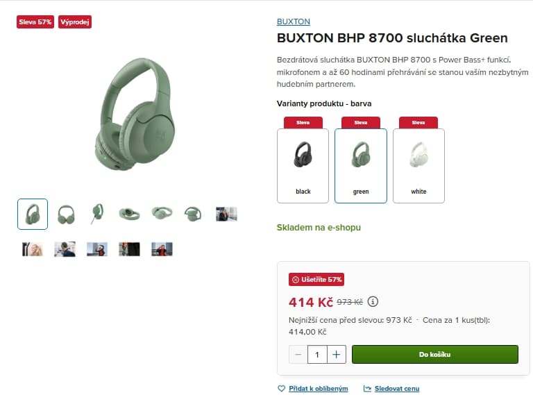 BT sluchátka Buxton, 60 hodin