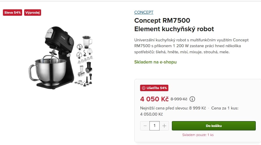 Kuchyňský planetární robot Concept, příslušenství