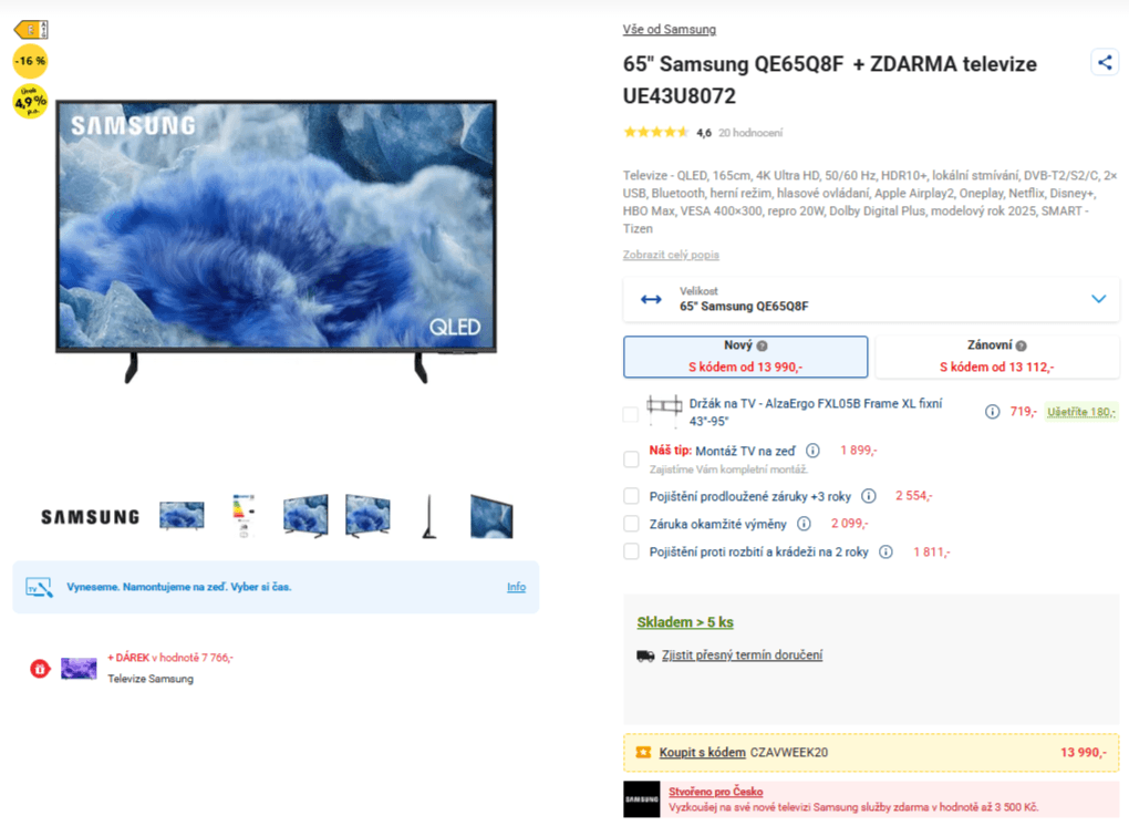 4K Smart TV 165 cm, Samsung