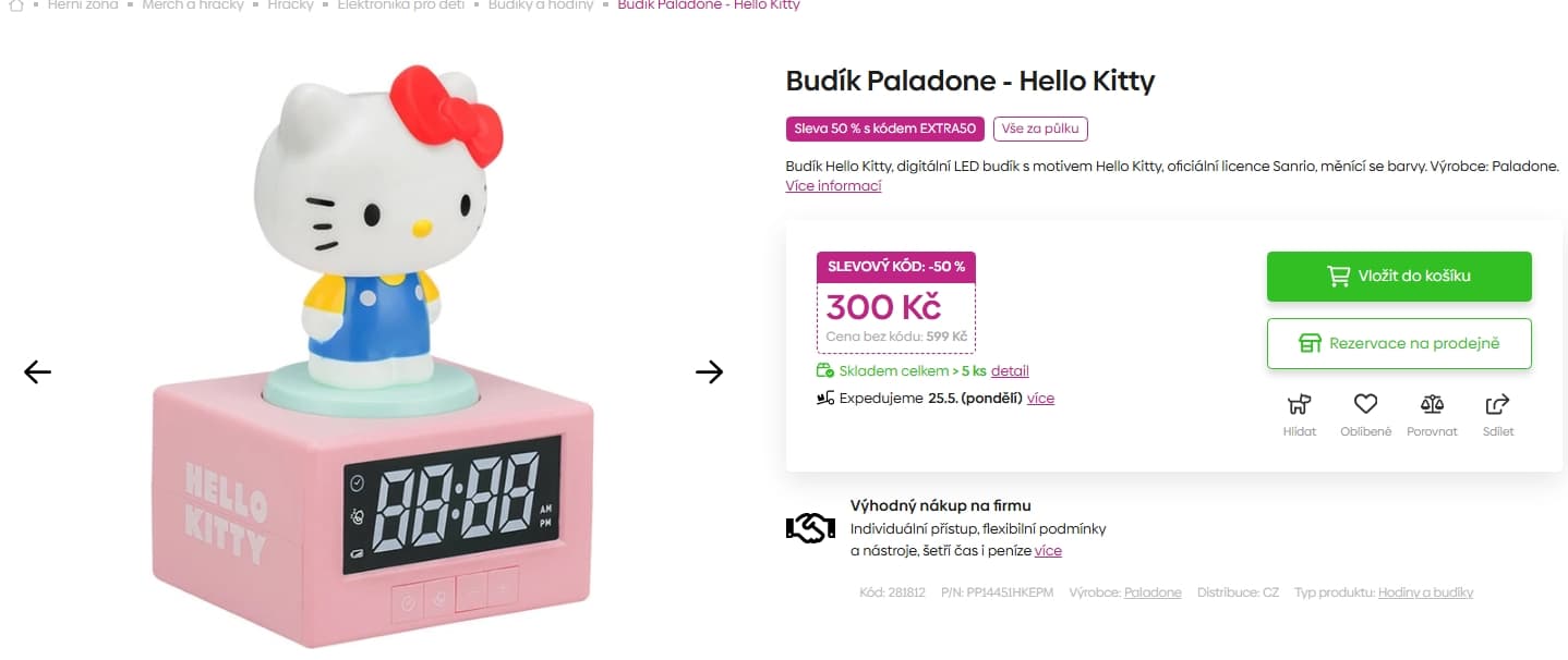 Budík Paladone - Hello Kitty