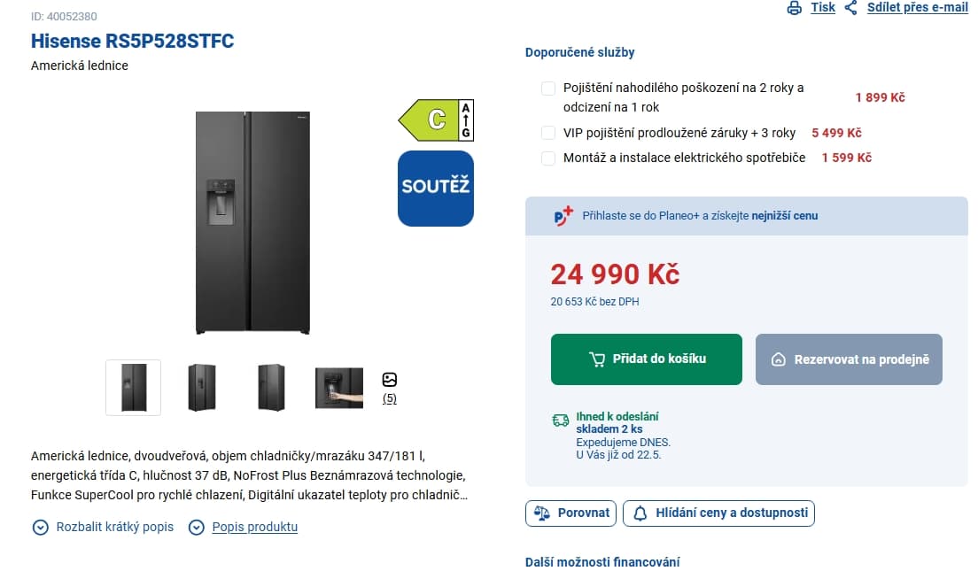 Americká lednice Haier, led, voda, 179 cm