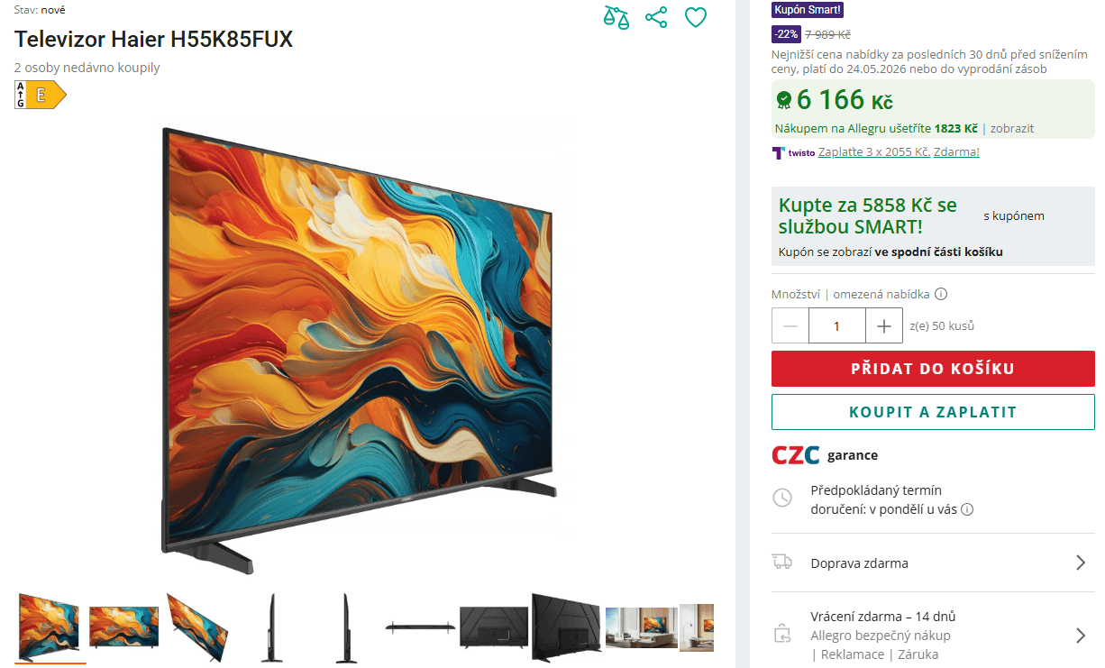4K Smart Google TV, 139 cm, Haier 