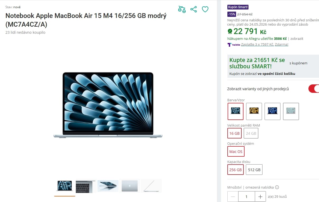 Apple MacBook Air 15,3" 16/256 GB