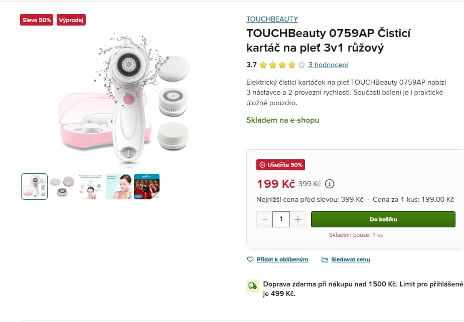 Čisticí kartáč na pleť TOUCHBeauty 3v1