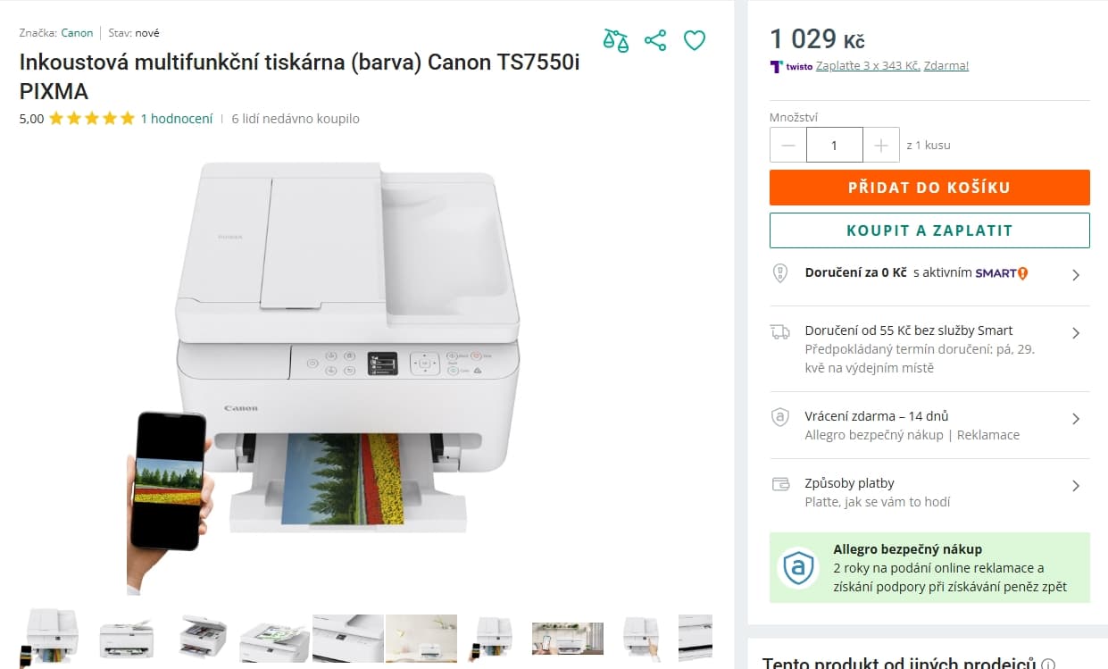 Multifunkce ink., barva, Canon, Wifi, duplex