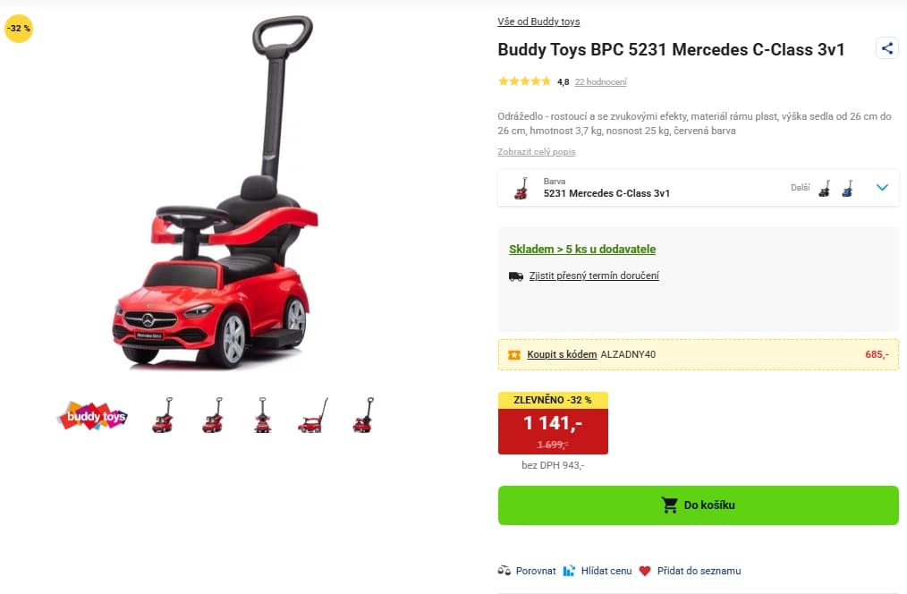 Odrážedlo Buddy Toys BPC 5231 Mercedes C-Class