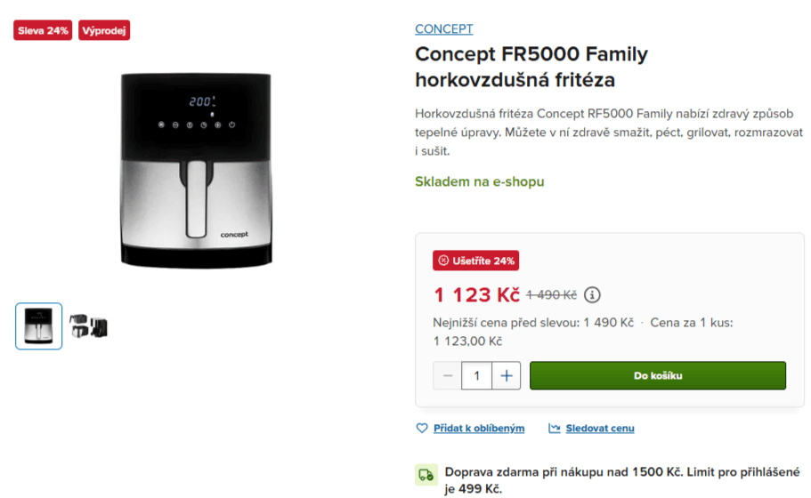 Horkovzdušná fritéza Concept 8 prg, 5 litrů