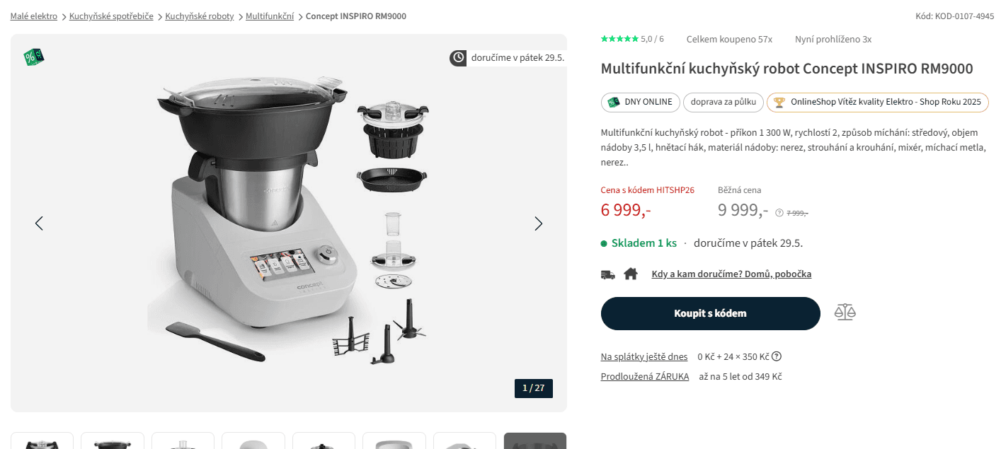 Multifunkční varný robot Concept, Wifi, 190 receptů