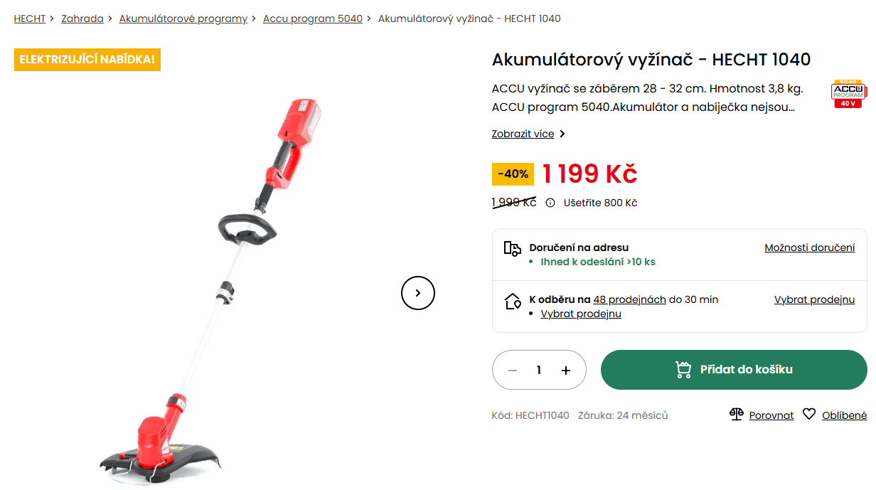 CLONE OF Robotická sekačka Hecht 18cm, 1200m