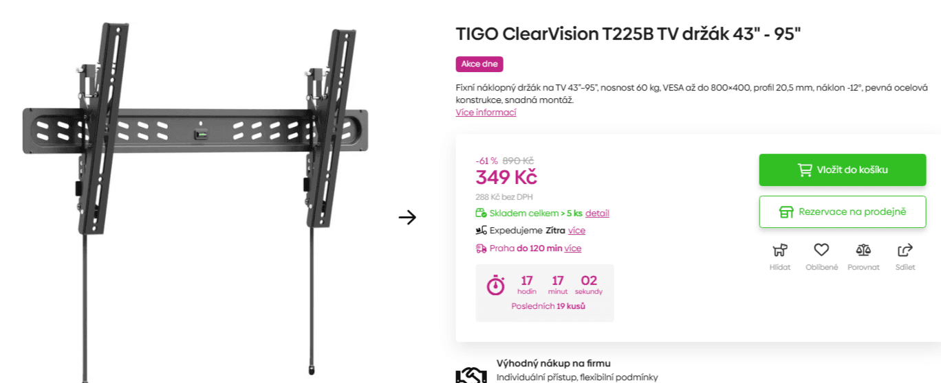 Držák na TV Tigo 43-95", sklon
